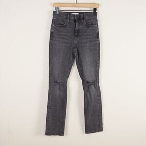 Madewell High Rise Slim Boyfriend Canton Wash Black Ripped Knee Jeans Womens 24